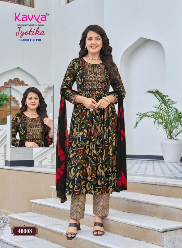 Kavya jyotika vol 40 umbrella cut 3pcs kurtis wholesale